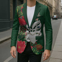 Maori Wheku Meri Kirihimete Personalised Blazer All Green Indigenous Maori Motif - Polynesian Pride