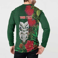 Maori Wheku Meri Kirihimete Personalised Button Sweatshirt All Green Indigenous Maori Motif - Polynesian Pride
