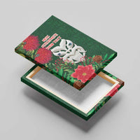 Maori Wheku Meri Kirihimete Personalised Canvas Wall Art All Green Indigenous Maori Motif - Polynesian Pride