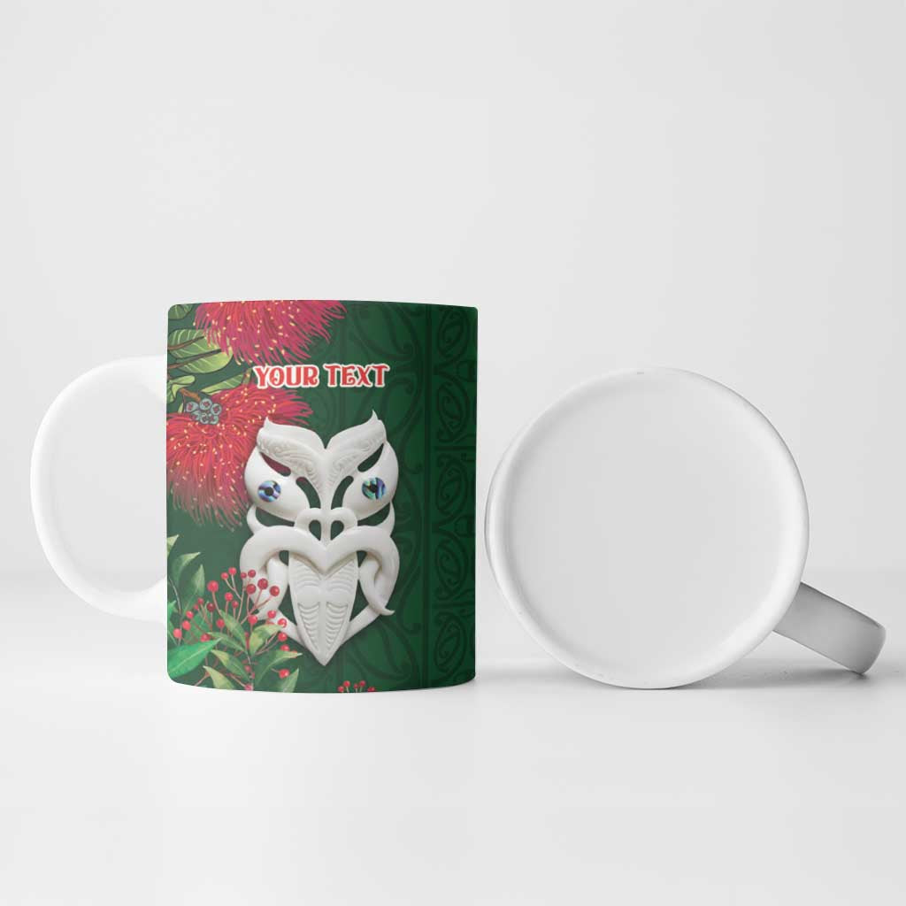 Maori Wheku Meri Kirihimete Personalised Ceramic Mug All Green Indigenous Maori Motif - Polynesian Pride