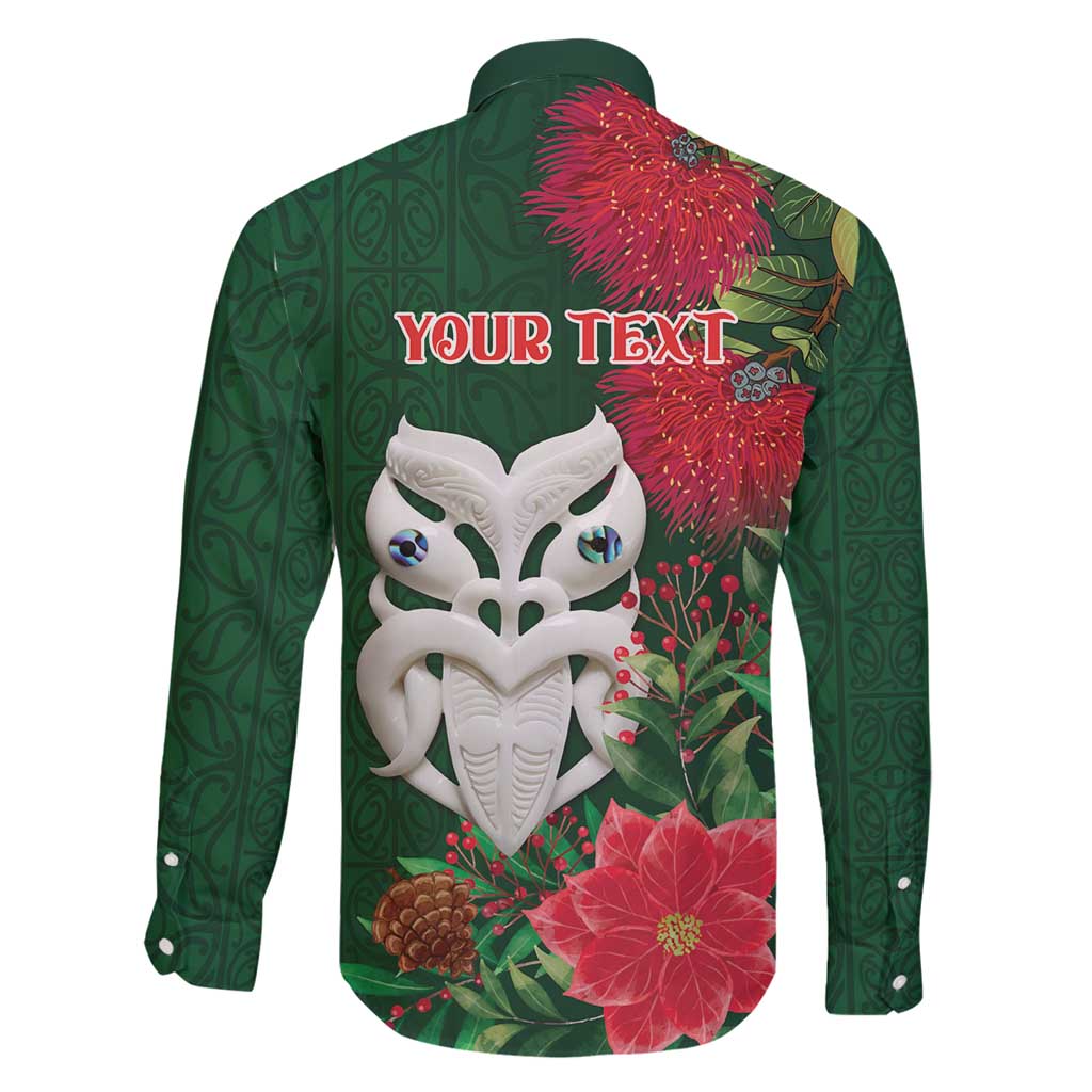 Maori Wheku Meri Kirihimete Personalised Family Matching Long Sleeve Bodycon Dress and Hawaiian Shirt All Green Indigenous Maori Motif - Polynesian Pride