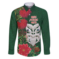 Maori Wheku Meri Kirihimete Personalised Family Matching Puletasi and Hawaiian Shirt All Green Indigenous Maori Motif - Polynesian Pride