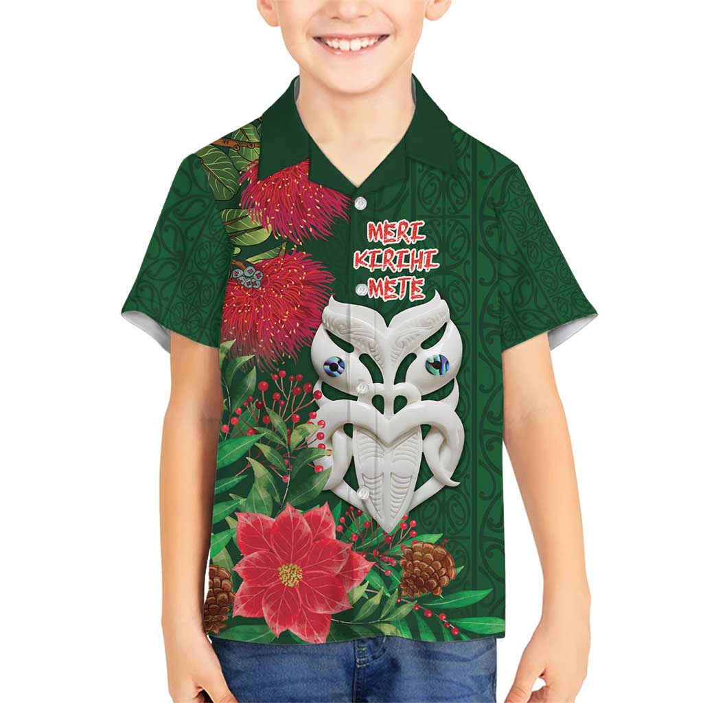 Maori Wheku Meri Kirihimete Personalised Family Matching Tank Maxi Dress and Hawaiian Shirt All Green Indigenous Maori Motif - Polynesian Pride