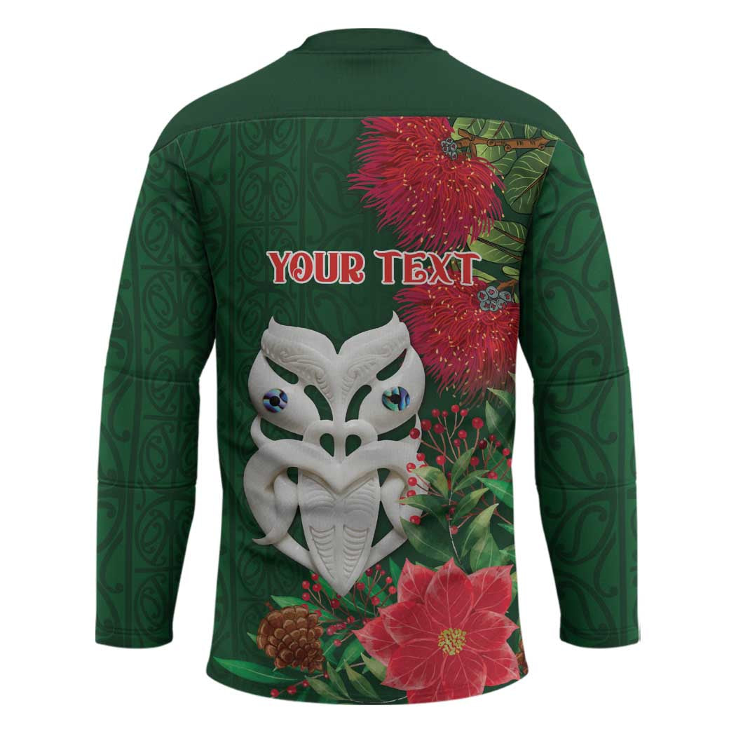 Maori Wheku Meri Kirihimete Personalised Hockey Jersey All Green Indigenous Maori Motif - Polynesian Pride