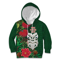 Maori Wheku Meri Kirihimete Personalised Kid Hoodie All Green Indigenous Maori Motif - Polynesian Pride