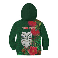 Maori Wheku Meri Kirihimete Personalised Kid Hoodie All Green Indigenous Maori Motif - Polynesian Pride