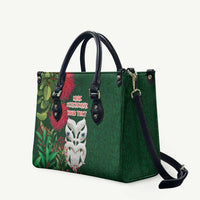 Maori Wheku Meri Kirihimete Personalised Leather Bag All Green Indigenous Maori Motif - Polynesian Pride