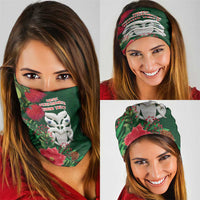 Maori Wheku Meri Kirihimete Personalised Neck Gaiter All Green Indigenous Maori Motif - Polynesian Pride
