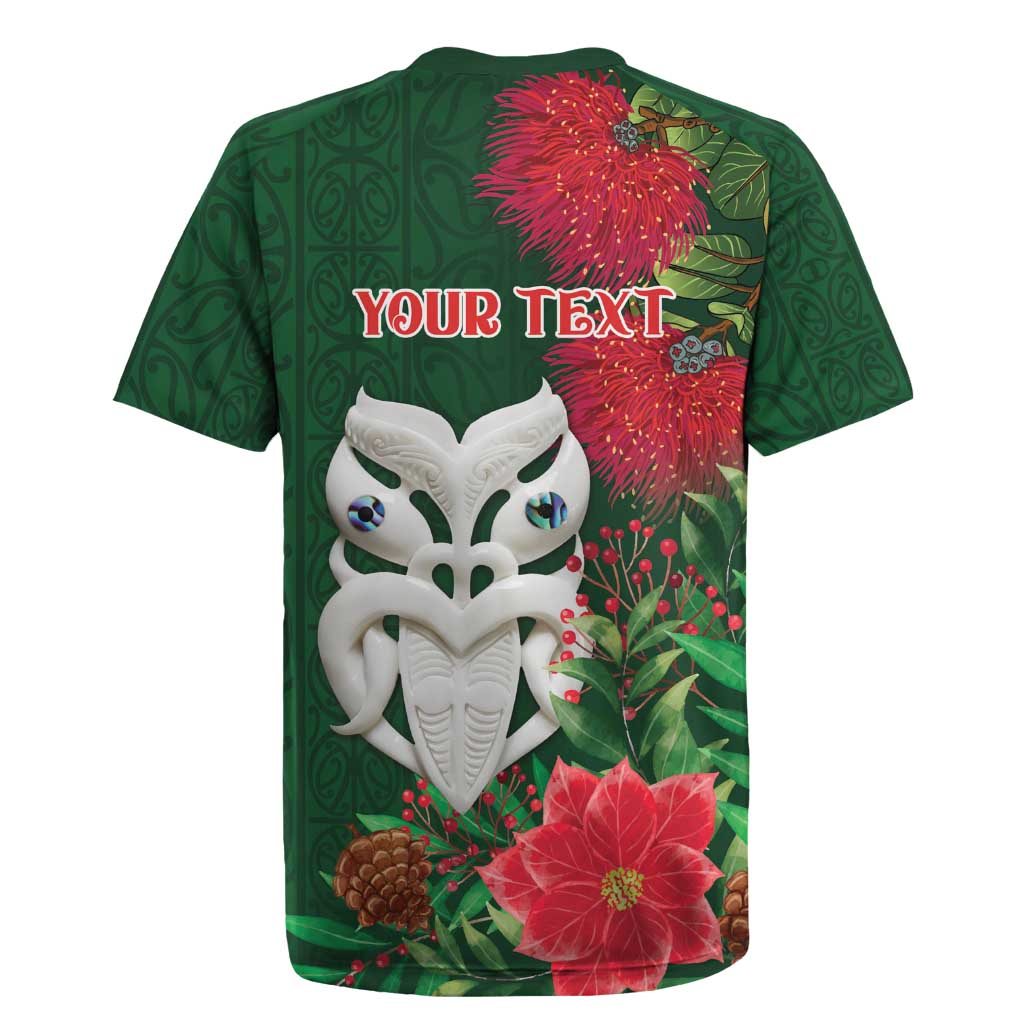 Maori Wheku Meri Kirihimete Personalised Rugby Jersey All Green Indigenous Maori Motif - Polynesian Pride