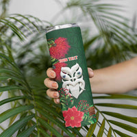 Maori Wheku Meri Kirihimete Personalised Skinny Tumbler All Green Indigenous Maori Motif - Polynesian Pride