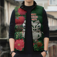 Maori Wheku Meri Kirihimete Personalised Sleeveless Puffer Jacket All Green Indigenous Maori Motif - Polynesian Pride
