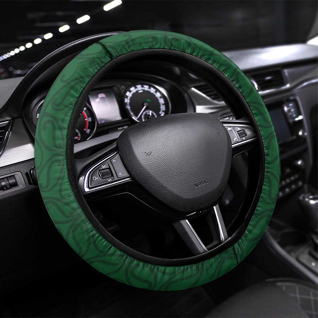 Maori Wheku Meri Kirihimete Steering Wheel Cover All Green Indigenous Maori Motif - Polynesian Pride