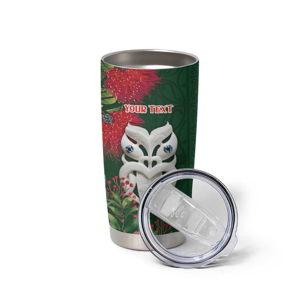 Maori Wheku Meri Kirihimete Personalised Tumbler Cup All Green Indigenous Maori Motif - Polynesian Pride
