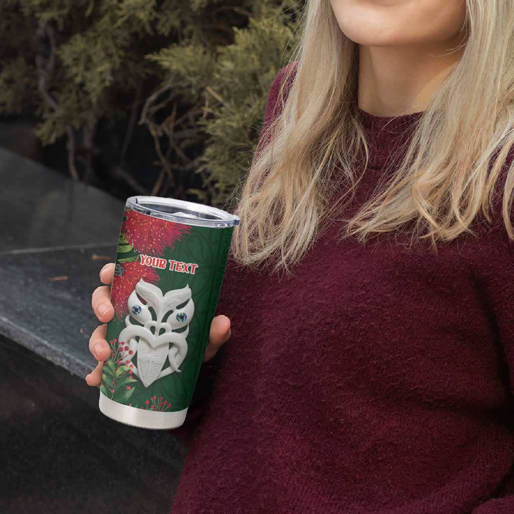 Maori Wheku Meri Kirihimete Personalised Tumbler Cup All Green Indigenous Maori Motif - Polynesian Pride
