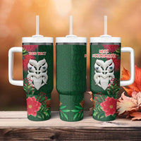 Maori Wheku Meri Kirihimete Personalised Tumbler With Handle All Green Indigenous Maori Motif - Polynesian Pride