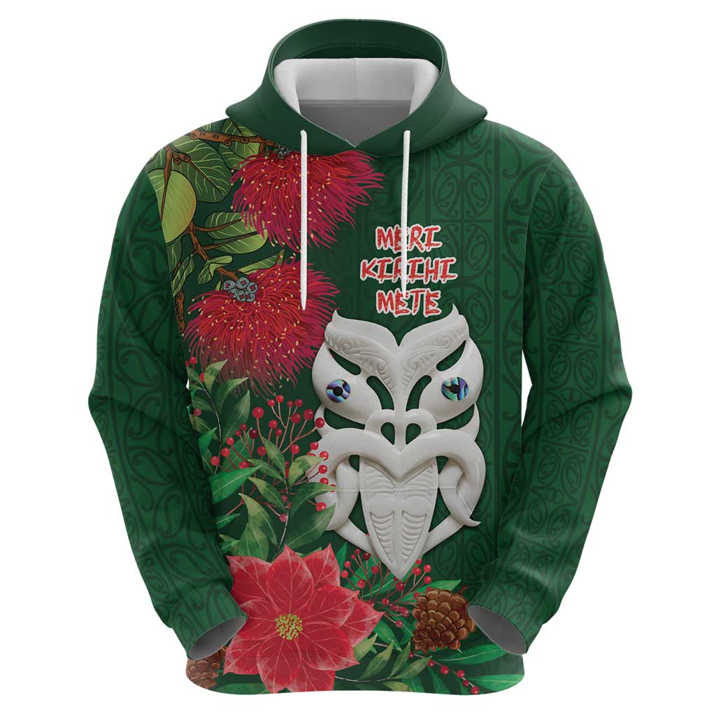 Maori Wheku Meri Kirihimete Personalised Zip Hoodie All Green Indigenous Maori Motif - Polynesian Pride