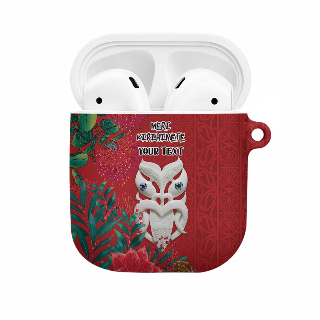 Maori Wheku Meri Kirihimete Personalised AirPods Case All Red Indigenous Maori Motif - Polynesian Pride
