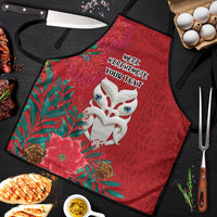 Maori Wheku Meri Kirihimete Personalised Apron All Red Indigenous Maori Motif - Polynesian Pride