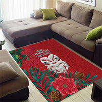 Maori Wheku Meri Kirihimete Personalised Area Rug All Red Indigenous Maori Motif - Polynesian Pride