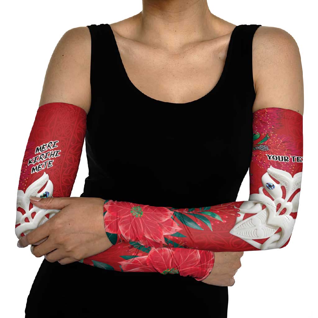Maori Wheku Meri Kirihimete Personalised Arm Sleeves All Red Indigenous Maori Motif - Polynesian Pride