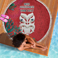 Maori Wheku Meri Kirihimete Personalised Beach Blanket All Red Indigenous Maori Motif - Polynesian Pride