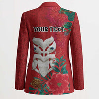 Maori Wheku Meri Kirihimete Personalised Blazer All Red Indigenous Maori Motif - Polynesian Pride