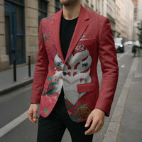 Maori Wheku Meri Kirihimete Personalised Blazer All Red Indigenous Maori Motif - Polynesian Pride