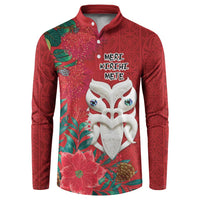 Maori Wheku Meri Kirihimete Personalised Button Sweatshirt All Red Indigenous Maori Motif - Polynesian Pride