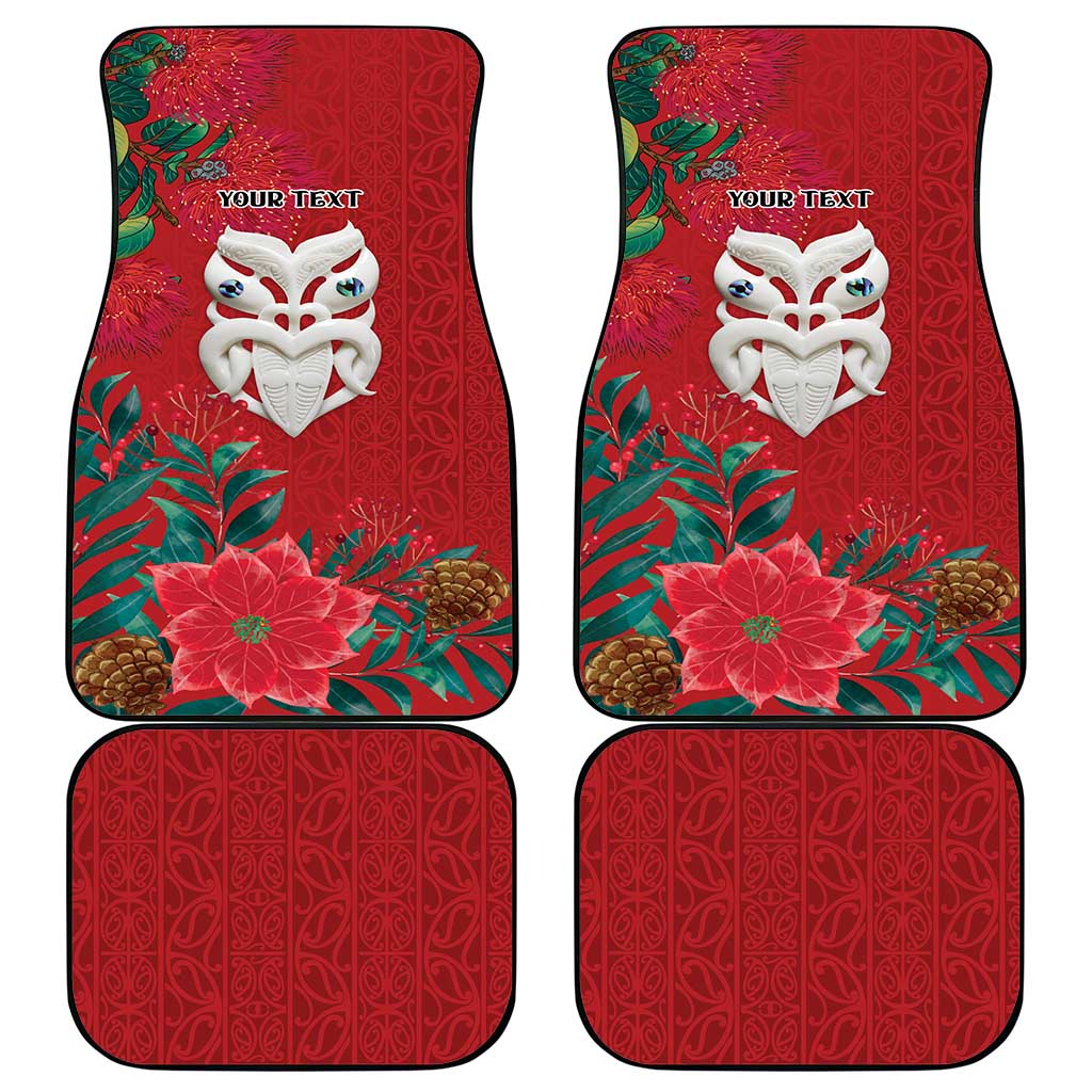Maori Wheku Meri Kirihimete Personalised Car Mats All Red Indigenous Maori Motif - Polynesian Pride
