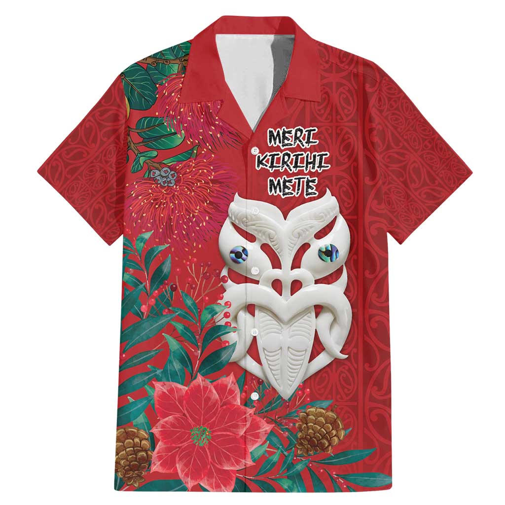 Maori Wheku Meri Kirihimete Personalised Family Matching Mermaid Dress and Hawaiian Shirt All Red Indigenous Maori Motif - Polynesian Pride
