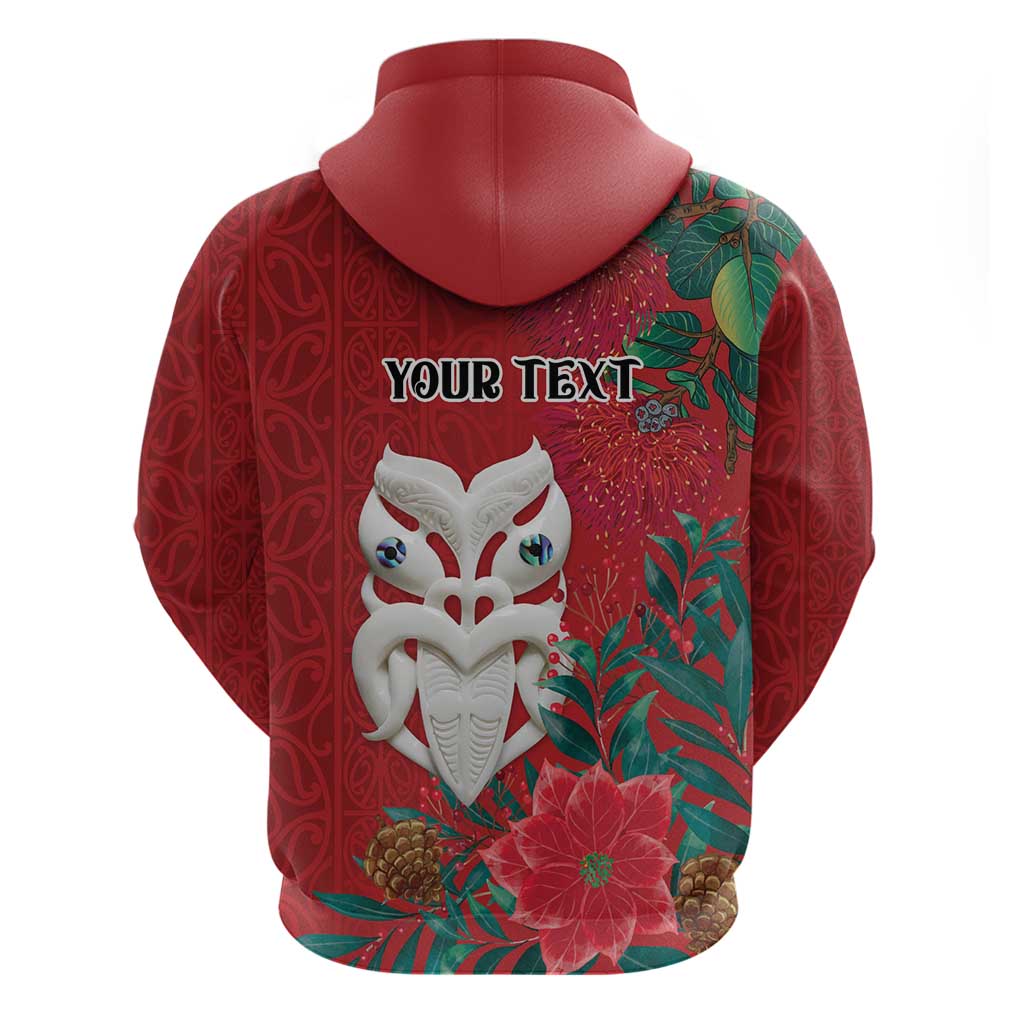 Maori Wheku Meri Kirihimete Personalised Hoodie All Red Indigenous Maori Motif - Polynesian Pride