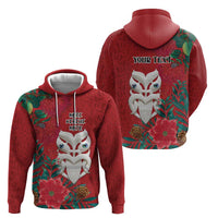 Maori Wheku Meri Kirihimete Personalised Hoodie All Red Indigenous Maori Motif - Polynesian Pride