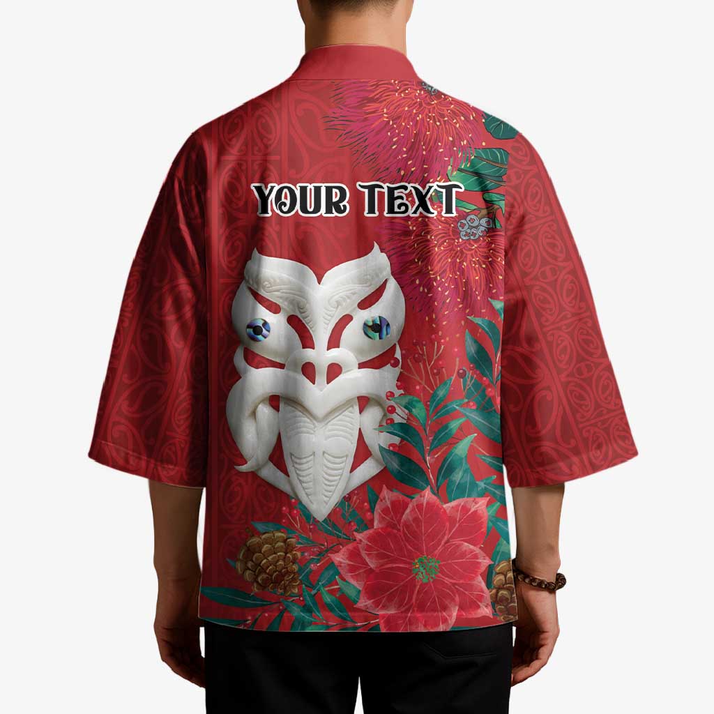 Maori Wheku Meri Kirihimete Personalised Kimono All Red Indigenous Maori Motif - Polynesian Pride