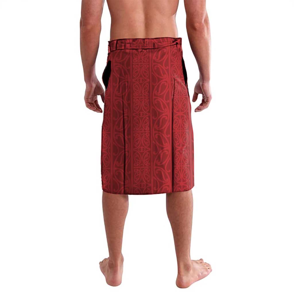 Maori Wheku Meri Kirihimete Personalised Lavalava All Red Indigenous Maori Motif - Polynesian Pride