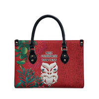 Maori Wheku Meri Kirihimete Personalised Leather Bag All Red Indigenous Maori Motif - Polynesian Pride