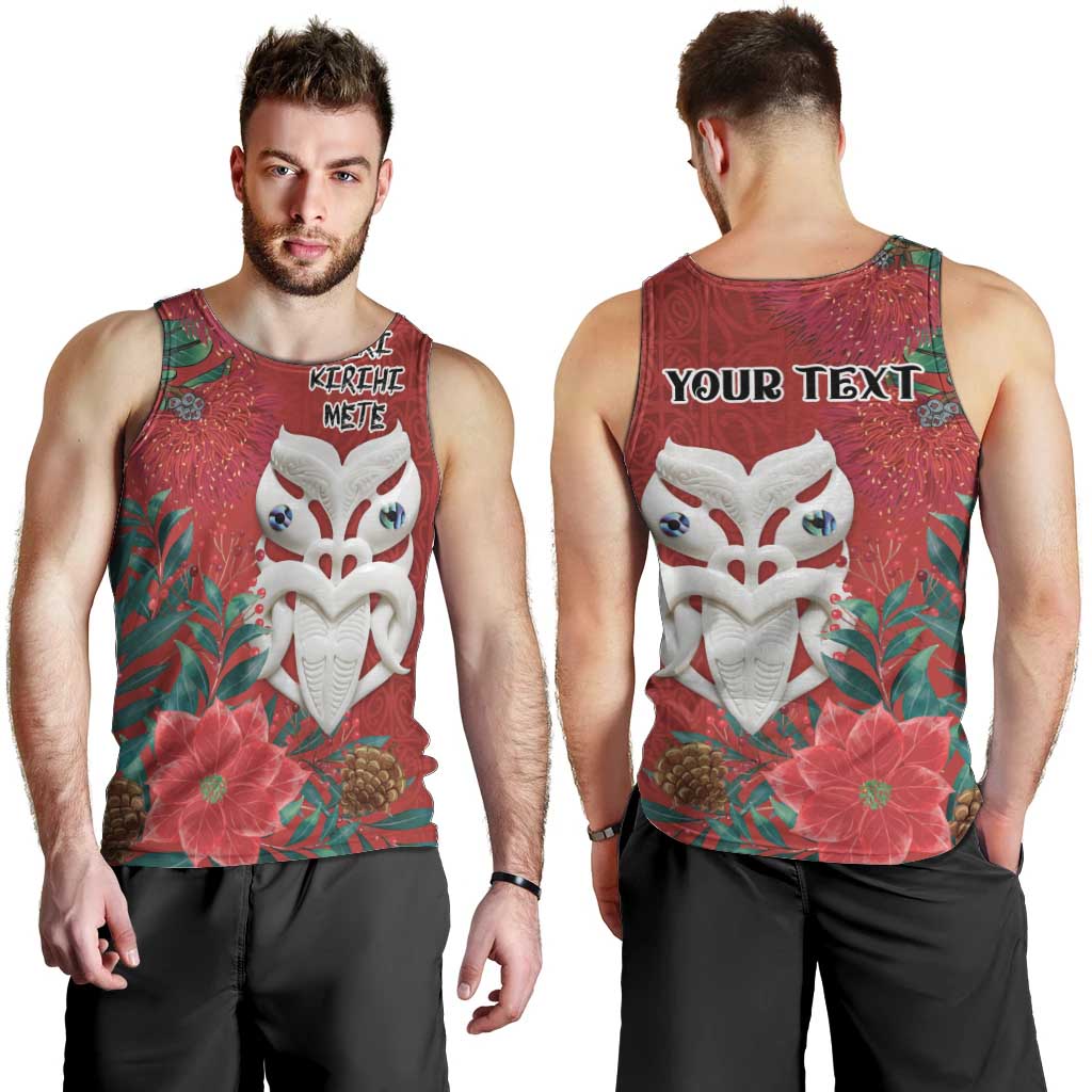 Maori Wheku Meri Kirihimete Personalised Men Tank Top All Red Indigenous Maori Motif - Polynesian Pride