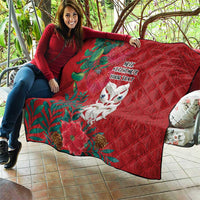 Maori Wheku Meri Kirihimete Personalised Quilt All Red Indigenous Maori Motif - Polynesian Pride