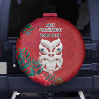 Maori Wheku Meri Kirihimete Personalised Spare Tire Cover All Red Indigenous Maori Motif - Polynesian Pride