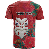Maori Wheku Meri Kirihimete Personalised T Shirt All Red Indigenous Maori Motif - Polynesian Pride