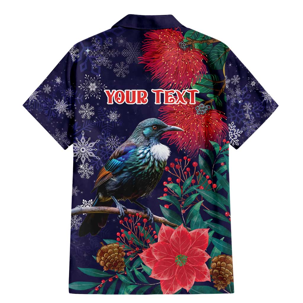 Tui Meri Kirihimete Personalised Family Matching Mermaid Dress and Hawaiian Shirt Pohutukawa Flowers Blue Motif LT9 - Polynesian Pride