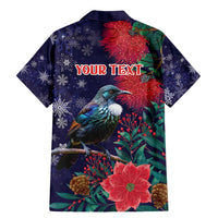 Tui Meri Kirihimete Personalised Family Matching Mermaid Dress and Hawaiian Shirt Pohutukawa Flowers Blue Motif LT9 - Polynesian Pride