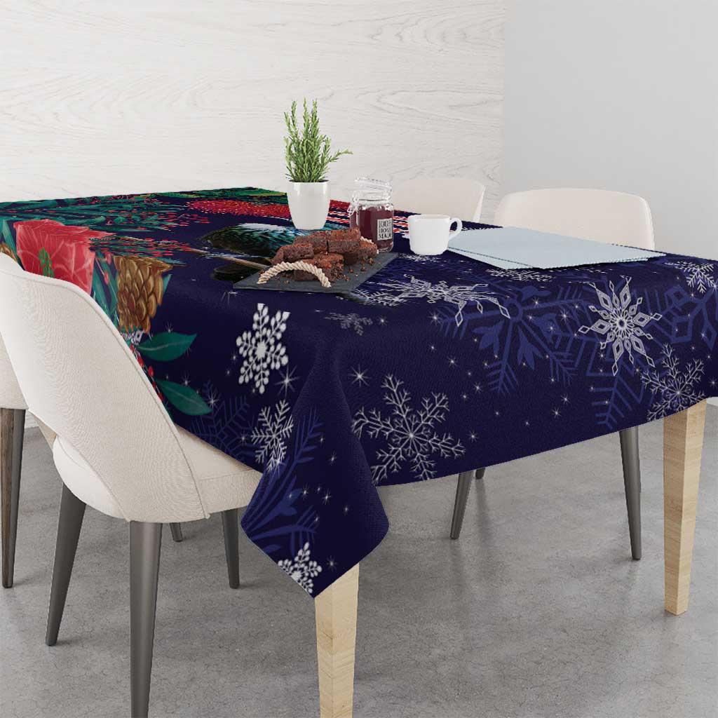Tui Meri Kirihimete Personalised Tablecloth Pohutukawa Flowers Blue Motif LT9 - Polynesian Pride