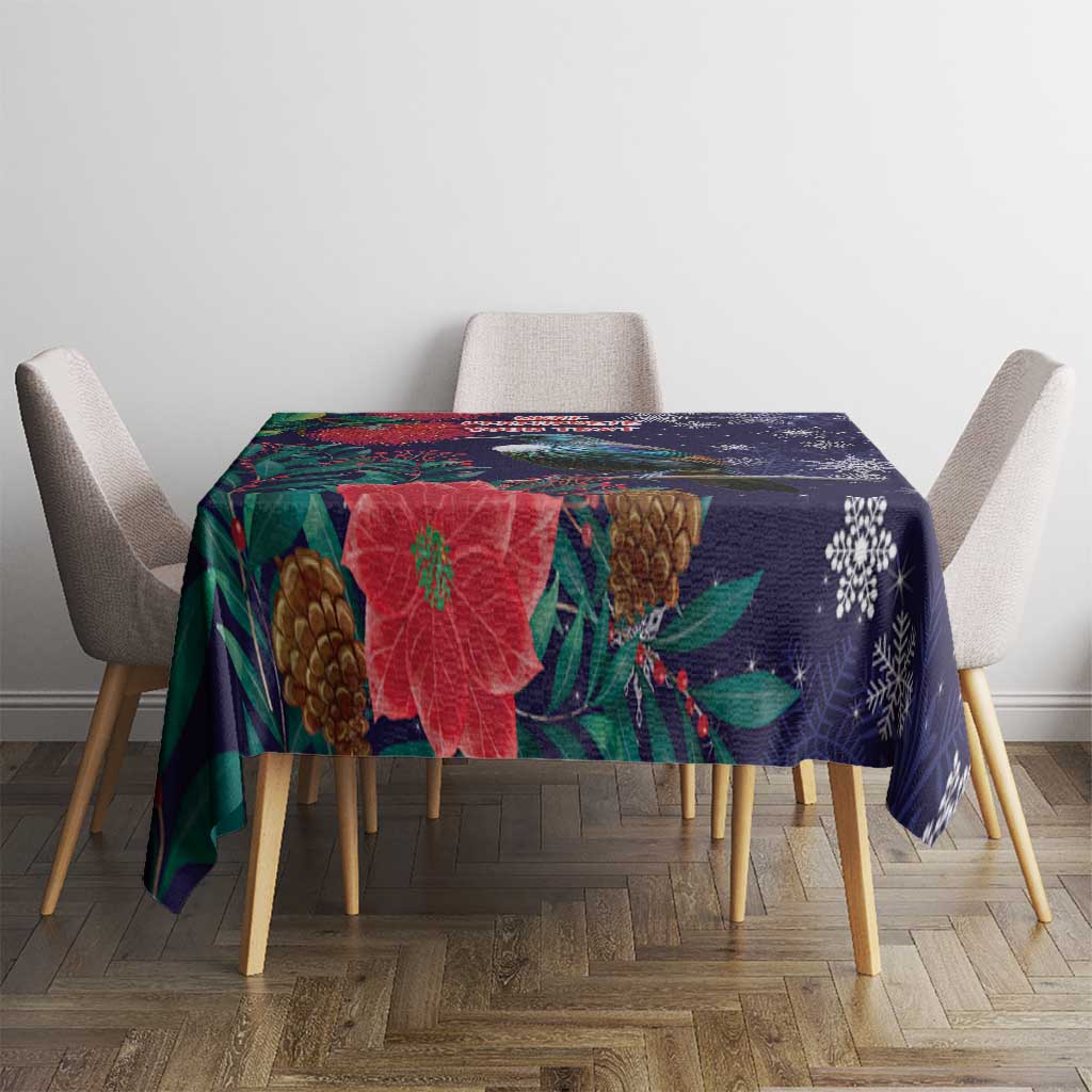 Tui Meri Kirihimete Personalised Tablecloth Pohutukawa Flowers Blue Motif LT9 - Polynesian Pride