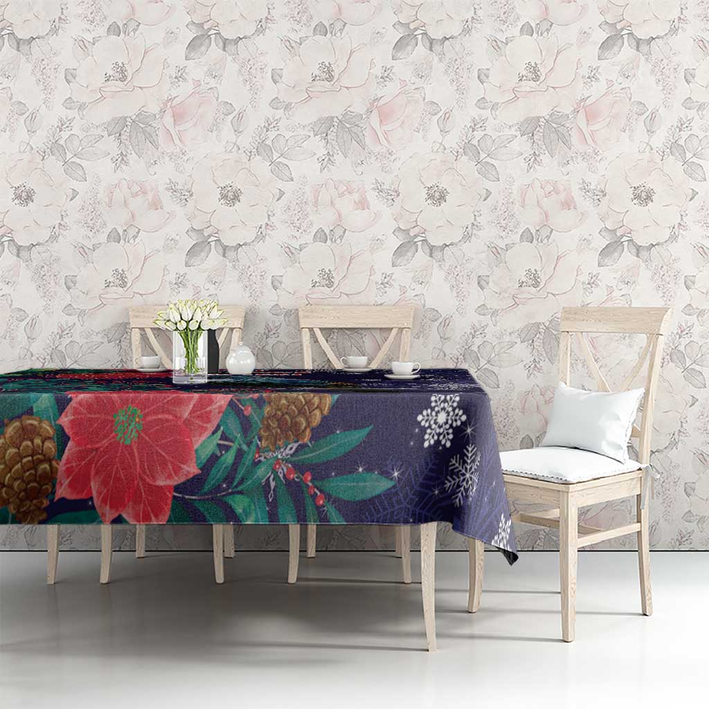Tui Meri Kirihimete Personalised Tablecloth Pohutukawa Flowers Blue Motif LT9 - Polynesian Pride