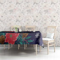 Tui Meri Kirihimete Personalised Tablecloth Pohutukawa Flowers Blue Motif LT9 - Polynesian Pride