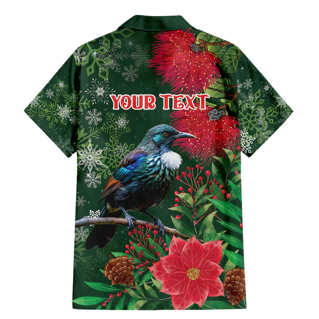Tui Meri Kirihimete Personalised Family Matching Mermaid Dress and Hawaiian Shirt Pohutukawa Flowers Green Motif LT9 - Polynesian Pride