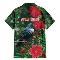 Tui Meri Kirihimete Personalised Family Matching Mermaid Dress and Hawaiian Shirt Pohutukawa Flowers Green Motif LT9 - Polynesian Pride