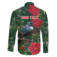 Tui Meri Kirihimete Personalised Family Matching Mermaid Dress and Hawaiian Shirt Pohutukawa Flowers Green Motif LT9 - Polynesian Pride