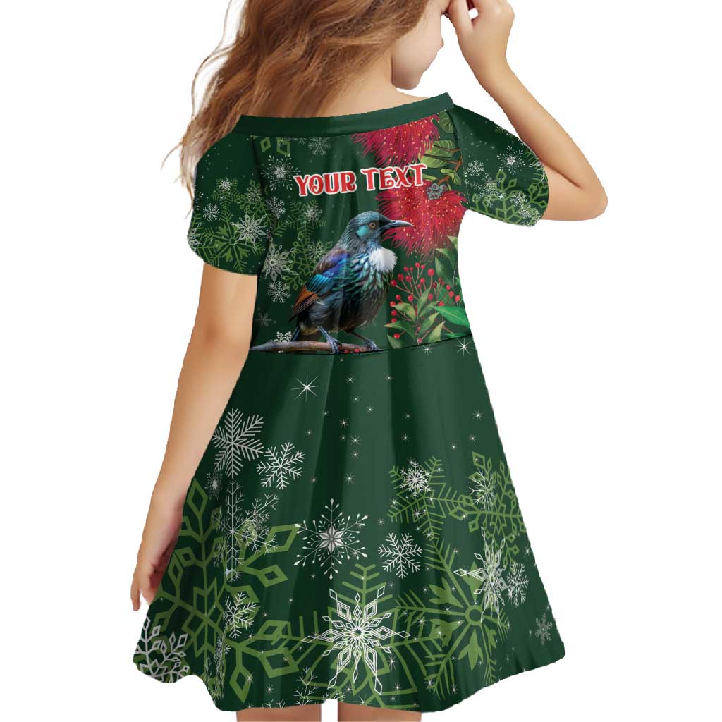 Tui Meri Kirihimete Personalised Family Matching Off Shoulder Maxi Dress and Hawaiian Shirt Pohutukawa Flowers Green Motif LT9 - Polynesian Pride