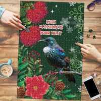 Tui Meri Kirihimete Personalised Puzzle Pohutukawa Flowers Green Motif LT9 Green - Polynesian Pride